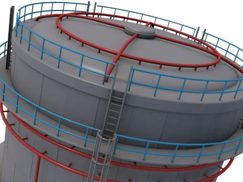 Cylindrical Oil Tank 3D मॉडल