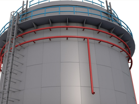 Cylindrical Oil Tank 3D मॉडल