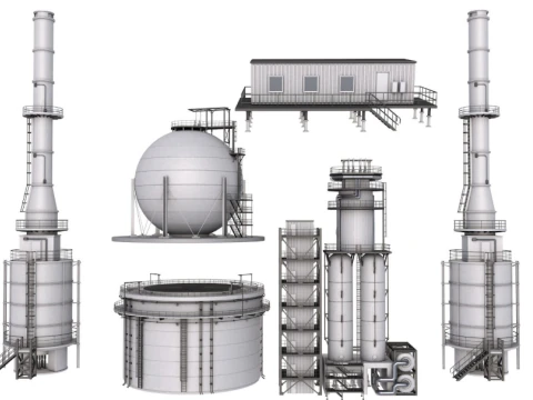 Colección de módulos de refinería Modelo 3D
