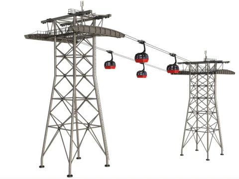 Ski Gondola Lift Towers collection 3D Model