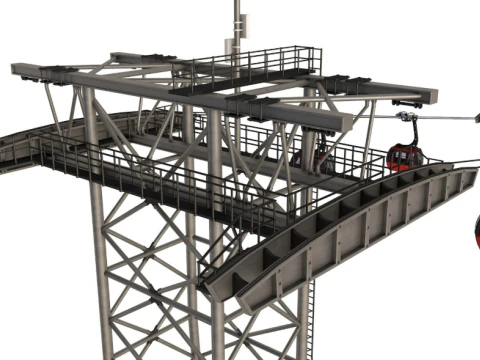 Ski Gondola Lift Towers collection 3D Model