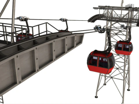 Ski Gondola Lift Towers collection 3D Model