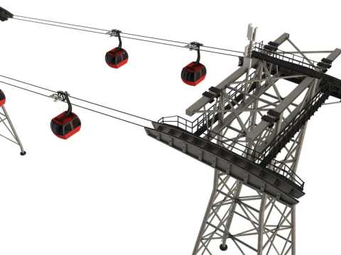 Ski Gondola Lift Towers collection 3D Model