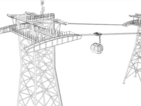 Ski Gondola Lift Towers collection 3Dモデル