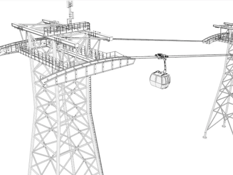 Ski Gondola Lift Towers collection 3D Model