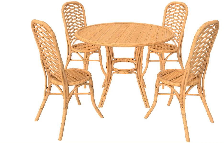 Dining Table with Chairs Set 3D Model .c4d .max .obj .3ds .fbx .stl .blend 