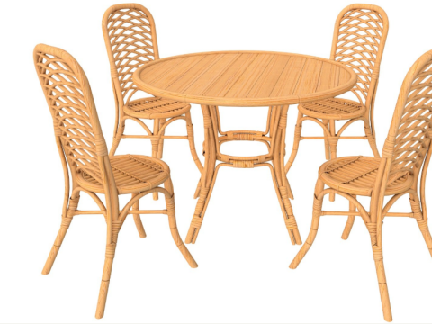 Dining Table with Chairs Set 3D Model