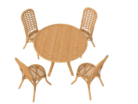 Dining Table with Chairs Set 3D Model
