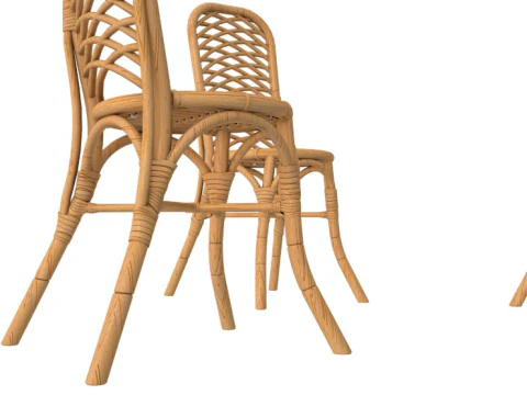 Dining Table with Chairs Set 3D Model