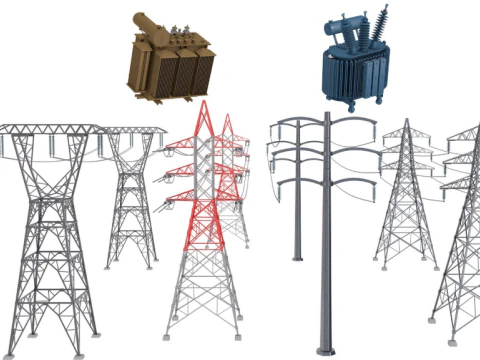 Electric power tower COLLECTION 3D Model