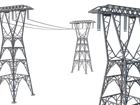 Power Lines Pylons Model 3D