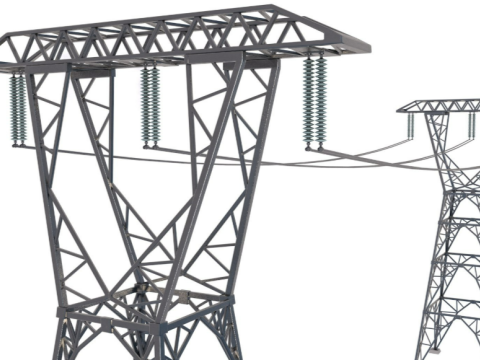 Power Lines Pylons 3D Model