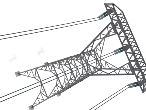 Power Lines Pylons 3D Model