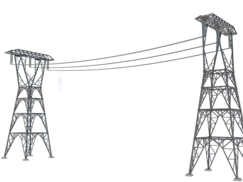 Power Lines Pylons 3D Model