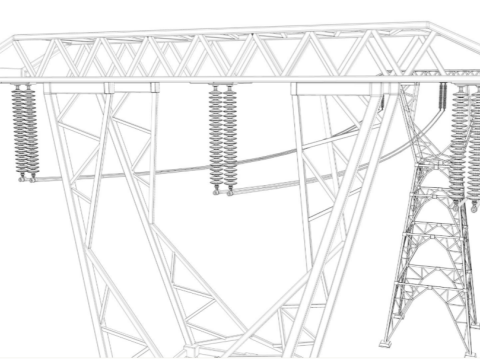 Power Lines Pylons 3D Model