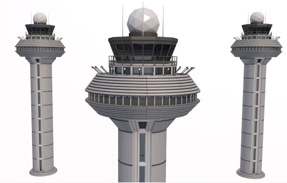Menara Kontrol Bandara Model 3D .c4d .max .obj .3ds .fbx .stl .blend 