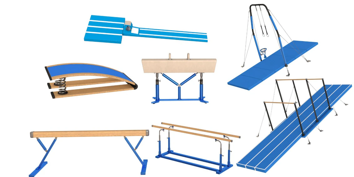 Gymnastics Equipment Collection 3D Model .c4d .max .obj .3ds .fbx .stl .blend 
