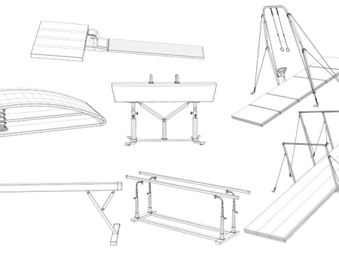 Gymnastics Equipment Collection 3D Model