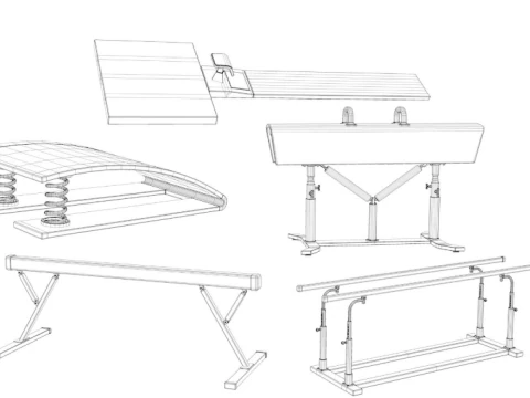 Gymnastics Equipment Collection 3D Model