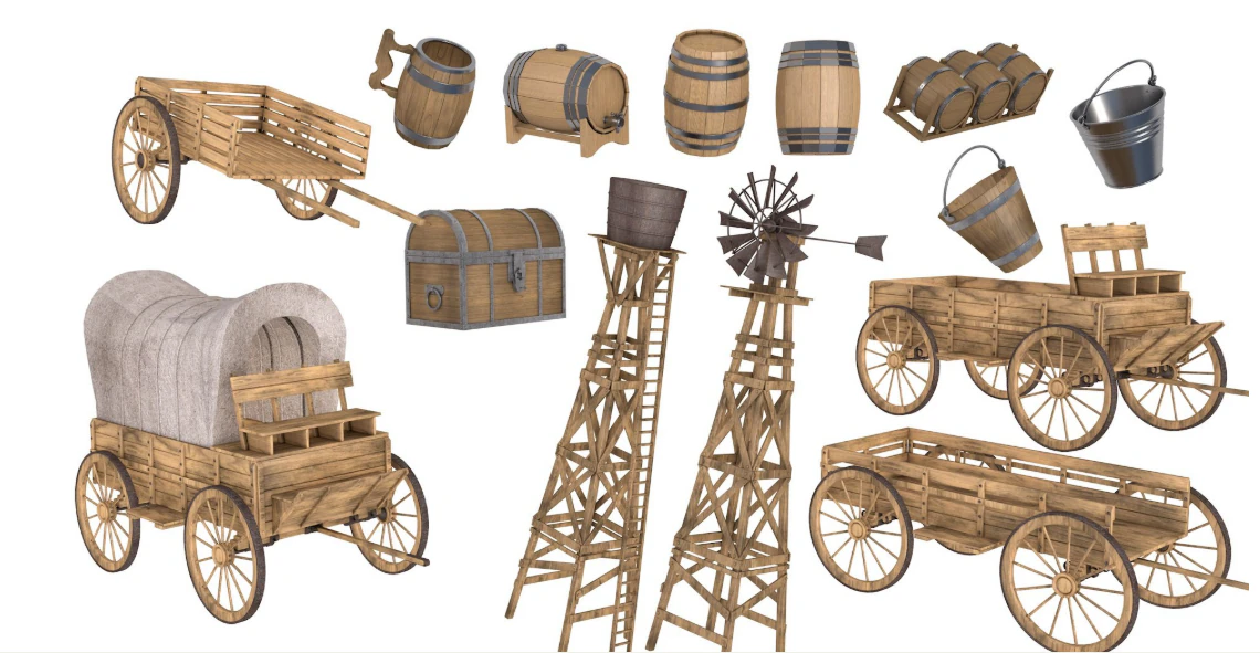 Western Collection 3D Model .c4d .max .obj .3ds .fbx .stl .blend 
