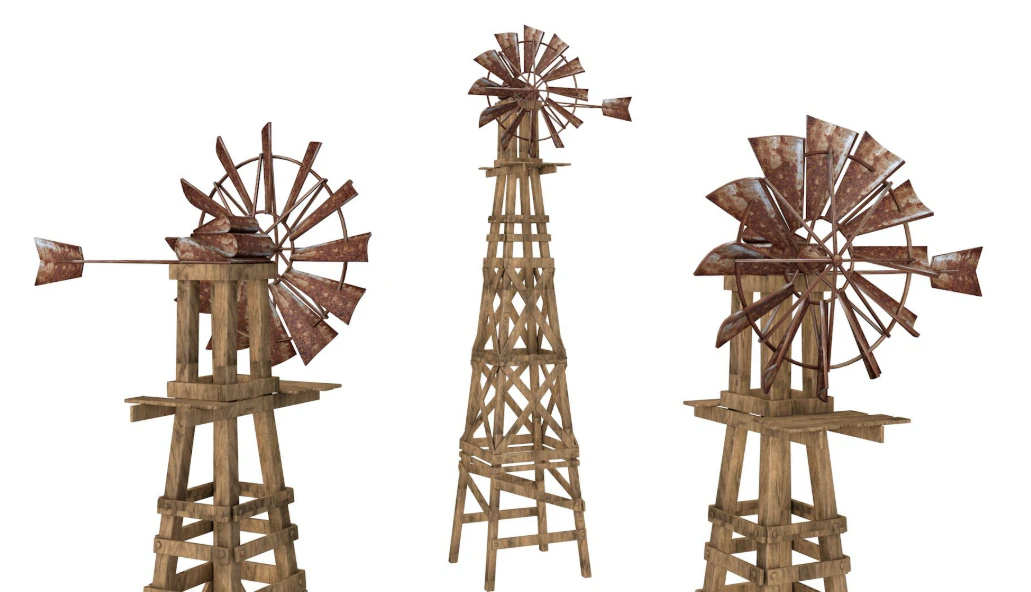 Old Farm Windmill 3D Model .c4d .max .obj .3ds .fbx .stl .blend 