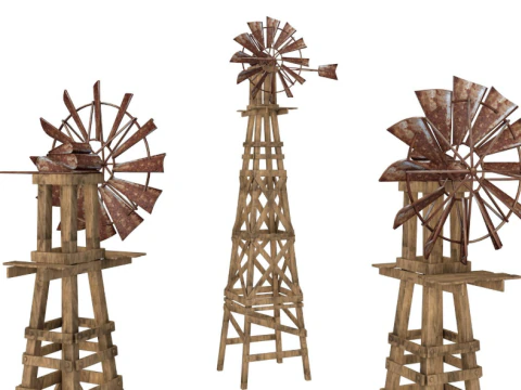 Antiguo molino de viento de granja Modelo 3D