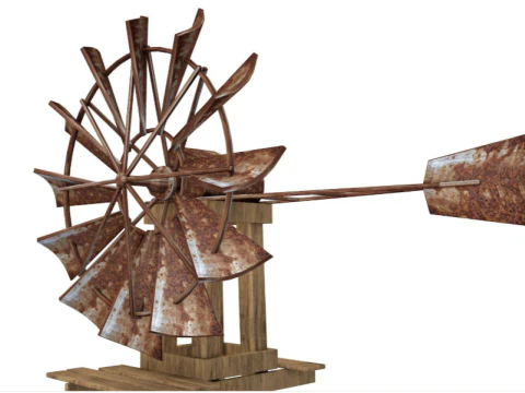 Old Farm Windmill 3D Model