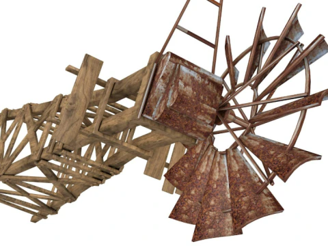Old Farm Windmill 3D Model