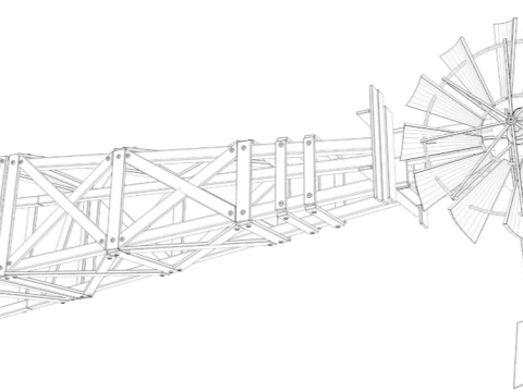 Old Farm Windmill 3D Model