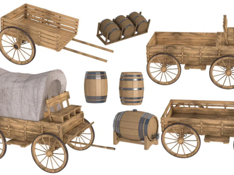 Collezione di carri in legno Modello 3D