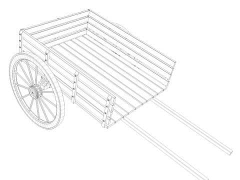 Wooden wagon collection 3D Model
