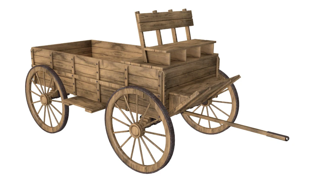 WoodenCart 3D Model .c4d .max .obj .3ds .fbx .stl .blend