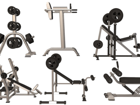 Press Bench barbell collection Model 3D