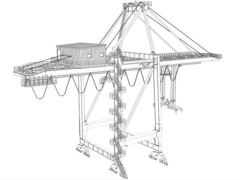 Port Container Crane 3D Model