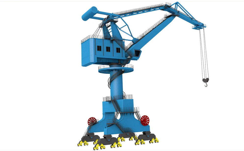 Level Luffing Port Crane 3D Model .c4d .max .obj .3ds .fbx .stl .blend