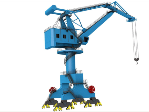 Level Luffing Port Crane 3D Model