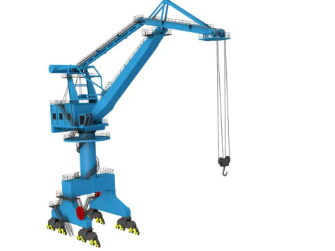 Level Luffing Port Crane 3D Model