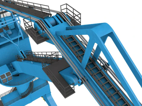 Level Luffing Port Crane 3D Model