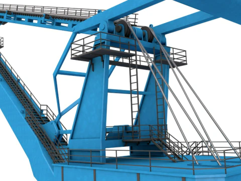 Level Luffing Port Crane 3D Model