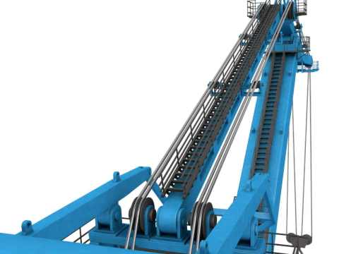 Level Luffing Port Crane 3D Model