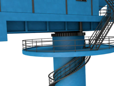 Level Luffing Port Crane 3D Model