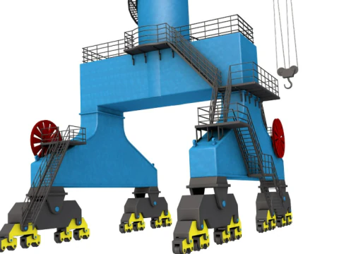 Level Luffing Port Crane 3D Model