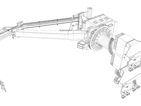 Level Luffing Port Crane 3D Model