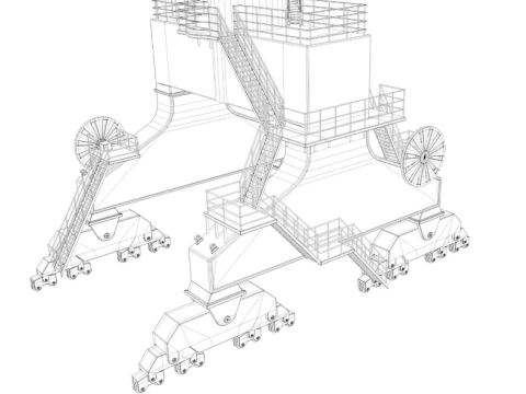 Level Luffing Port Crane 3D Model