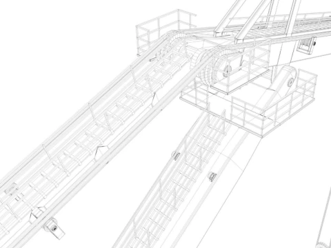 Level Luffing Port Crane 3D Model
