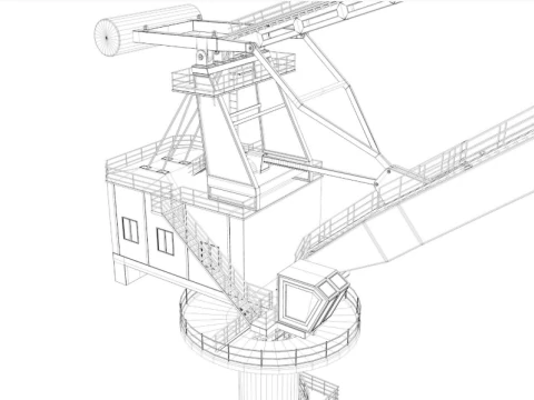 Level Luffing Port Crane 3D Model
