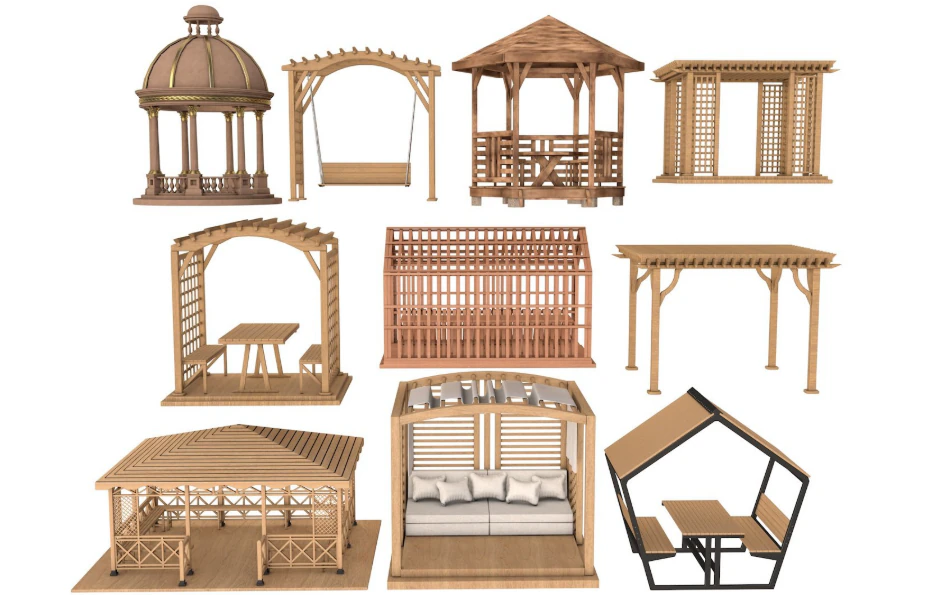 Pergola collection 3D Model .c4d .max .obj .3ds .fbx .stl .blend 