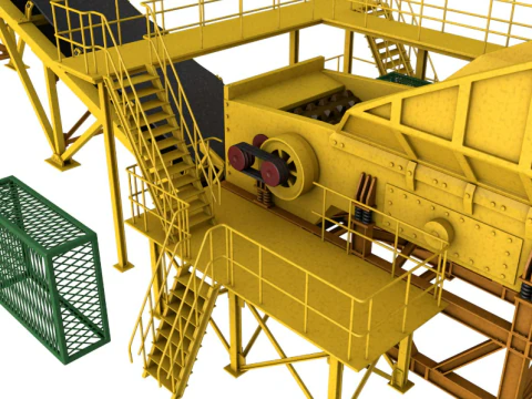 Stone Crusher Machine 3D Model