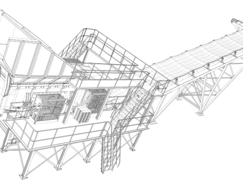 Stone Crusher Machine 3D Model