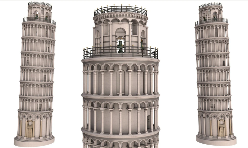 Leaning Tower of Pisa 3D Model .c4d .max .obj .3ds .fbx .stl .blend 